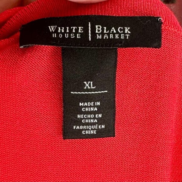 White House Black Market Snap Front Short Sleeve Orange Sweater Blouse Size XL - Picture 6 of 12